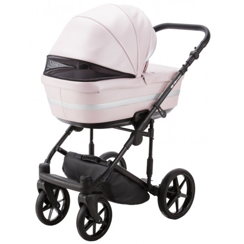 Детская коляска Adamex Rimini Deluxe 3 в 1 RI245 розов.кожа+серебр.отделка