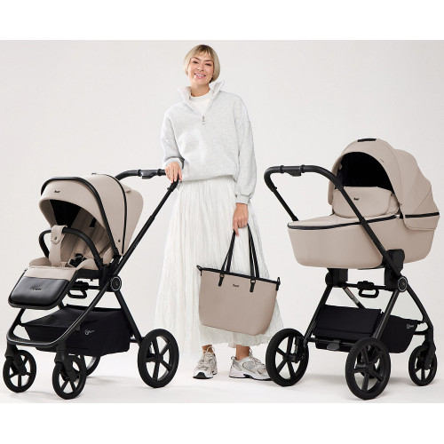 Детская коляска Rant Teo Soft 3 в 1 с автокреслом Evomax Black Beige