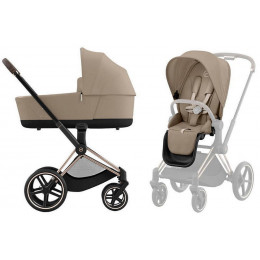 Коляска Cybex Priam IV Rosegold complete и автокресло Cloud G i-Size Stone Grey Plus 3 в 1 Cozy Beige
