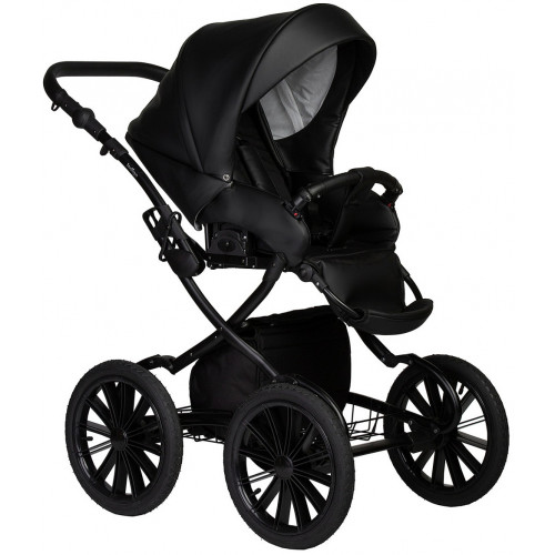 Детская коляска Indigo Mio Eco Plus 14 3 в 1 с автокреслом Avionaut Cosmo Grey 01 черная кожа