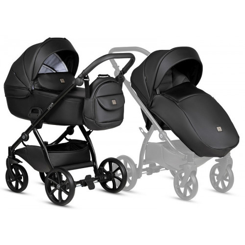 Детская коляска Tutis Uno 5 Plus Leather collection 3 в 1 с автокреслом Elo Lux EduSky Black 1402699 Jet Black