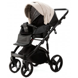 Детская коляска Adamex Lanti Deluxe 3 в 1 LN-SD110 (СВ.БЕЖ.КОЖА + ЧЕРН. КОЖА)