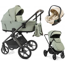 Детская коляска Peppy Soho 3 в 1 с автокреслом Jet Beige Oregano (орегано), рама серо-бежевый