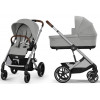 Коляска Cybex Balios S Lux SLV complete Cloud G Almond Beige Plus 3 в 1 Stone Grey с дождевиками