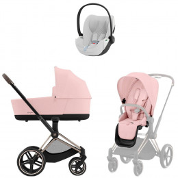 Коляска Cybex Priam IV Rosegold complete Cloud T Platinum White Plus Base T 3 в 1 Peach Pink