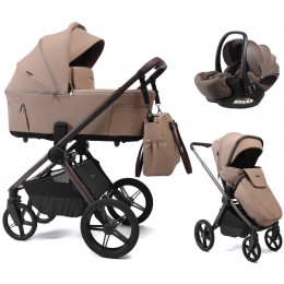 Детская коляска Peppy Soho 3 в 1 с автокреслом Verona Brown Sand (песочный) рама шоколад