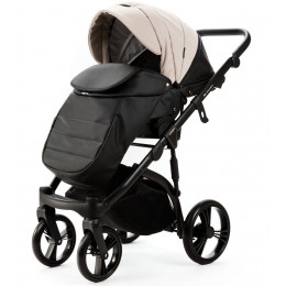 Детская коляска Adamex Lanti Deluxe 3 в 1 LN-SD110 (СВ.БЕЖ.КОЖА + ЧЕРН. КОЖА)