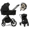 Детская коляска Peppy Monaco Plus 3 в 1 с автокреслом Welldon Crown 2 Black (черный), рама черная