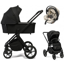 Детская коляска Peppy Monaco Plus 3 в 1 с автокреслом Welldon Crown 2 Black (черный), рама черная