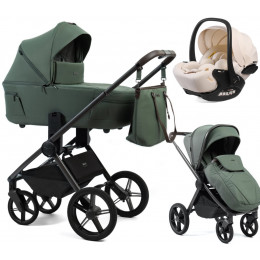 Детская коляска Peppy Monaco Thermo 3 в 1 с автокреслом Verona Beige Green (зеленый), рама серо-коричневая