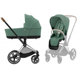 Коляска Cybex Priam IV Chrome Brown complete и автокресло Cloud G i-Size Magic Black 3 в 1 Leaf Green