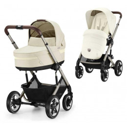 Коляска Cybex Talos S Lux TPE complete Aton B2 Steel Grey 3 в 1 Seashell Beige с дождевиками