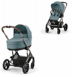 Коляска Cybex Balios S Lux TPE complete Aton B2 Volcano Black 3 в 1 Stormy Blue с дождевиками