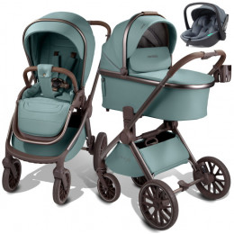Детская коляска AmaroBaby Motus Premium Ecco Exclusive 3 в 1 с автокреслом Rant Miro Graphite лагуна