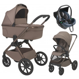 Детская коляска 3 в 1 Espiro Clodi и автокресло Pi Gray blue 08 fashionable brown