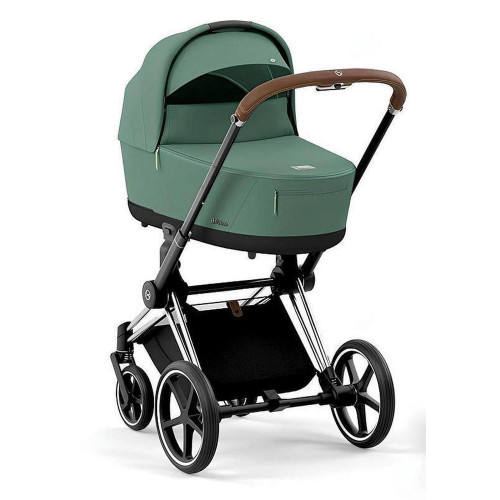 Коляска Cybex Priam IV Chrome Brown complete и автокресло Cloud G i-Size Magic Black 3 в 1 Leaf Green