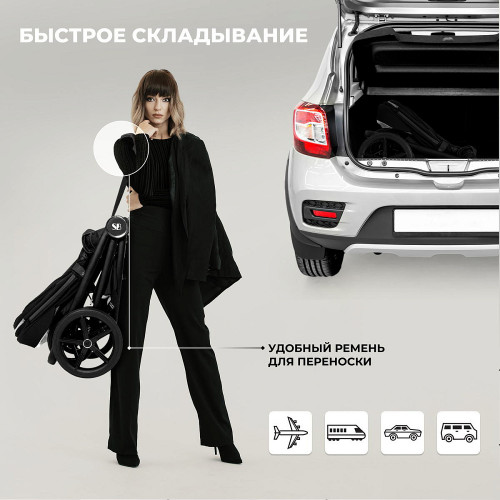 Детская коляска Sweet Baby Stella 3 в 1 Black