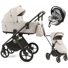 Детская коляска Peppy Soho 3 в 1 с автокреслом Welldon Crown 2 Grey Taupe (бежевый), рама серо-бежевый