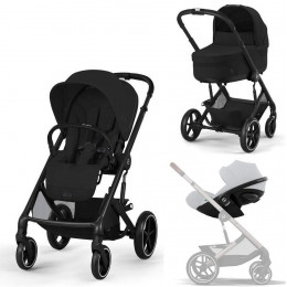 Коляска Cybex Balios S Lux BLK complete Cloud T Peach Pink Plus 3 в 1 Moon Black с дождевиками