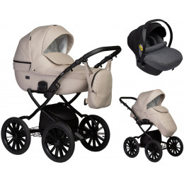 Детская коляска Indigo Mio Eco Plus 14 3 в 1 с автокреслом Avionaut Cosmo Grey 02 св.бежевая кожа
