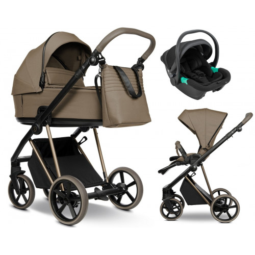 Детская коляска Roan Sol Vintage Luxury 2.0 3 в 1 с автокреслом Pituso Santiso Pro VIN 03/MM Mocha Mousse/Cappuccino/руч.Cappuccino
