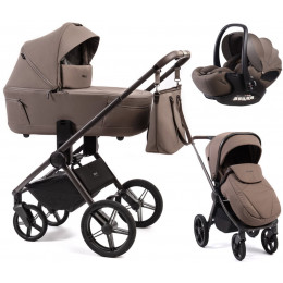 Детская коляска Peppy Monaco Thermo 3 в 1 с автокреслом Verona Brown Mocca (кофе), рама серо-коричневая
