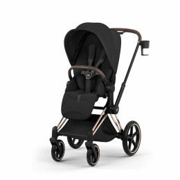 Купить коляску 3в1 Cybex Priam 5 Style, в цвете Sepia Black (шасси Rose Gold) + автокресло Cybex Cloud T