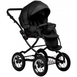 Детская коляска Indigo Barbara Eco Classic 3 в 1 с автокреслом Avionaut Cosmo Grey Be03 черная кожа