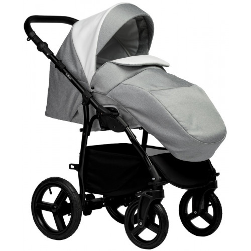 Детская коляска Indigo Impulse Eco 3 в 1 с автокреслом Avionaut Cosmo Grey Ie03 белая кожа/серый