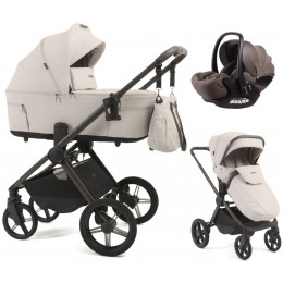 Детская коляска Peppy Soho 3 в 1 с автокреслом Verona Brown Taupe (бежевый), рама серо-бежевый