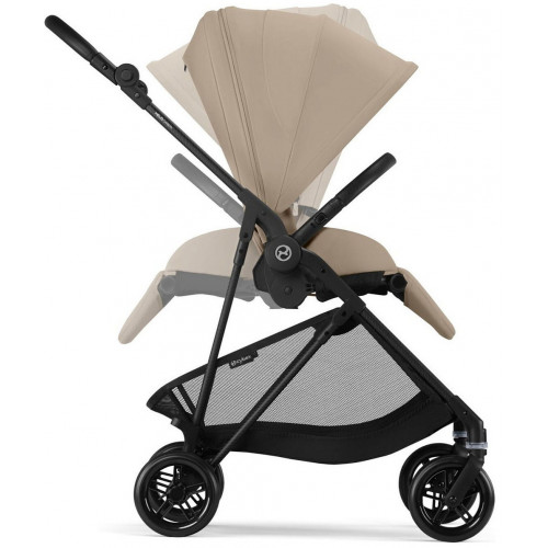 Коляска Cybex Melio Carbon Cloud T i-Size Mirage Grey 3 в 1 Almond Beige/Magic Black с дождевиками