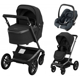 Детская коляска Maxi-Cosi Fame 3 в 1 с автокреслом CabrioFix Essential graphite Twillic Black/Черный