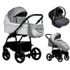 Детская коляска Indigo Impulse Eco 3 в 1 с автокреслом Avionaut Cosmo Grey Ie03 белая кожа/серый