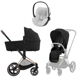 Коляска Cybex Priam IV Rosegold complete Cloud T Platinum White Plus Base T 3 в 1 Sepia Black