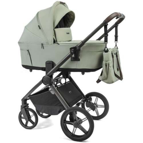 Детская коляска Peppy Soho 3 в 1 с автокреслом Welldon Crown 2 Grey Oregano (орегано), рама серо-бежевый