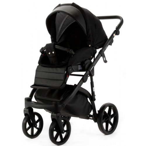 Детская коляска Adamex Nola Natura 3 в 1 N-11-CARBON (ЧЕРН + ЧЕРН. КОЖА)