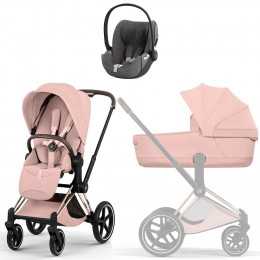 Коляска Cybex Priam V Rosegold Style Cloud T Mirage Grey Plus 3 в 1 Peach Pink