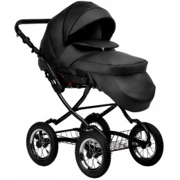 Детская коляска Indigo Barbara Eco Classic 3 в 1 с автокреслом Avionaut Cosmo Grey Be03 черная кожа