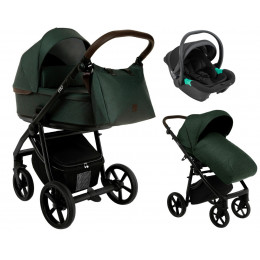 Детская коляска Roan Esso 3 в 1 с автокреслом Pituso Santiso Pro Black ESS113/1 Dark Green/Black