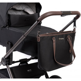 Детская коляска Peppy Monaco Thermo 3 в 1 с автокреслом Welldon Crown 2 Grey Black (черный), рама серо-коричневая