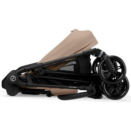 Коляска Cybex Melio Carbon Cloud T i-Size Mirage Grey 3 в 1 Almond Beige/Magic Black с дождевиками