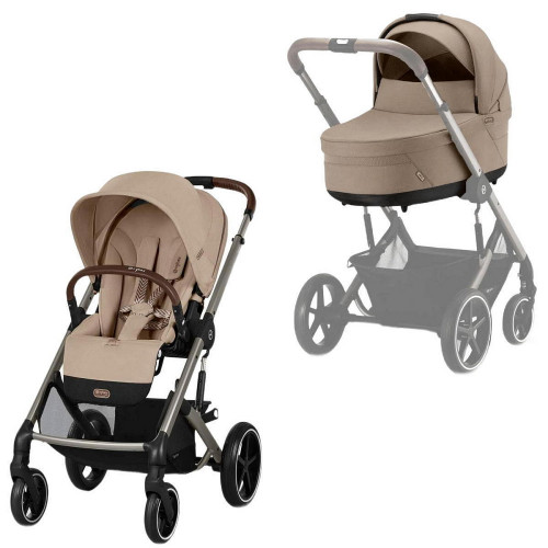 Коляска Cybex Balios S Lux TPE complete Cloud T Mirage Grey 3 в 1 Almond Beige с дождевиками