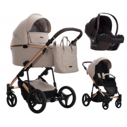 Детская коляска Bebetto Loren Stella Pro 3 в 1 с автокреслом Avionaut Cosmo 05 бежевая кожа