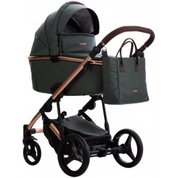 Детская коляска Bebetto Loren Stella Pro 3 в 1 с автокреслом Avionaut Cosmo 06 т.зеленая кожа