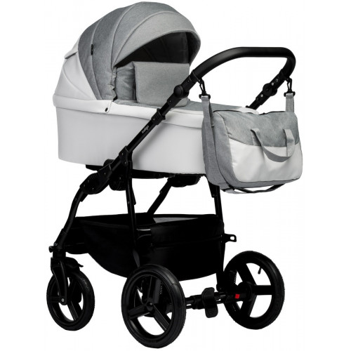 Детская коляска Indigo Impulse Eco 3 в 1 с автокреслом Avionaut Cosmo Grey Ie03 белая кожа/серый