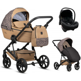 Детская коляска Tutis Viva 6 Plus Wild Elegance 3 в 1 с автокреслом Elo Lux EduSky Black Savannah Brown