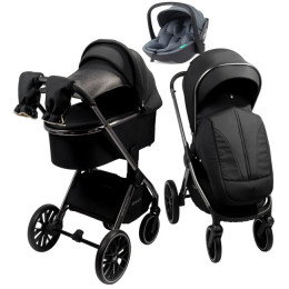 Детская коляска AmaroBaby Genius 3 в 1 с автокреслом Rant Miro Graphite черный