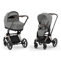 Коляска Cybex Priam IV Rosegold complete Cloud T Leaf Green Plus Base T 3 в 1 Mirage Grey