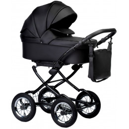 Детская коляска Indigo Barbara Eco Classic 3 в 1 с автокреслом Avionaut Cosmo Grey Be03 черная кожа