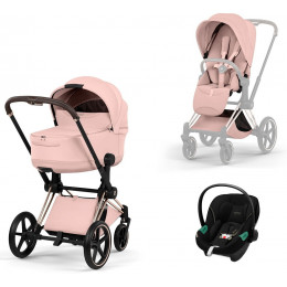 Коляска Cybex Priam V Rosegold Style Aton S2 Moon Black 3 в 1 Peach Pink